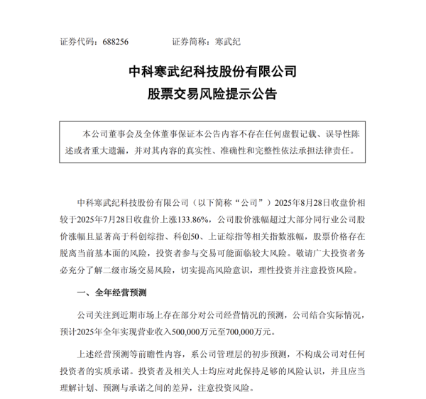 炒股配资基础知识 盘后, 寒武纪紧急发声